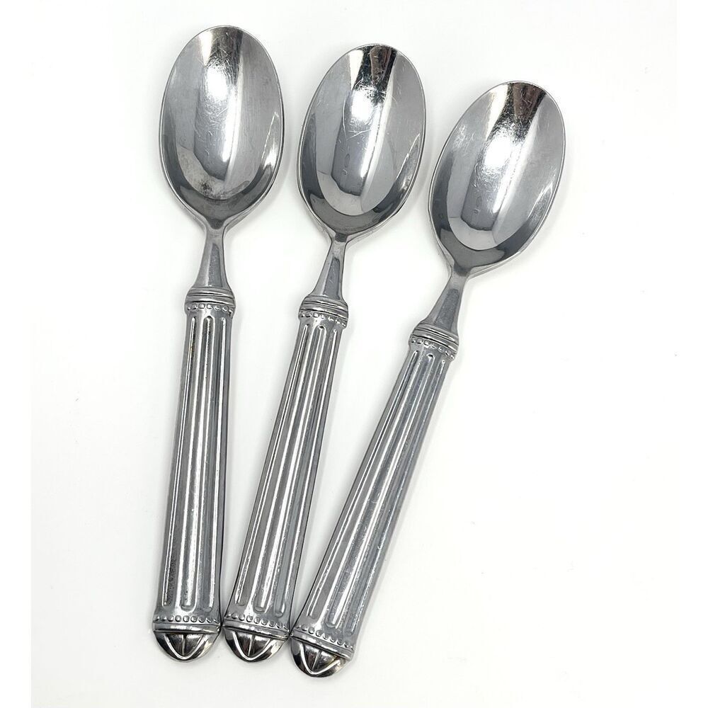 JC PENNEY COLONNADE Stainless Glossy Dinner Soup Oval Spoons 8.25" Set Of 3